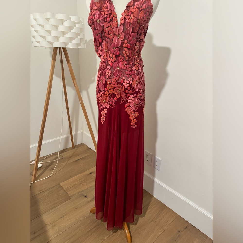 Burgundy hand painted vintage ema savahl dress